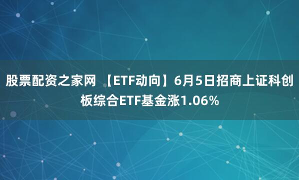 股票配资之家网 【ETF动向】6月5日招商上证科创板综合ETF基金涨1.06%